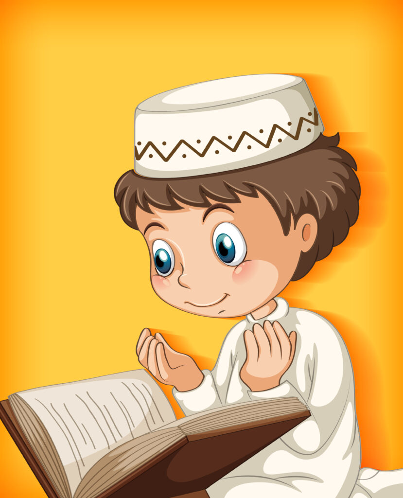 Muslim boy reading from the quran